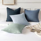 MIULEE Decorative Linen Euro Sham Pillow Covers 26x26 Inch Blue Ashes