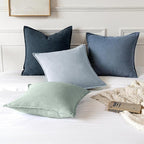 MIULEE Decorative Linen Euro Sham Pillow Covers 24x24 Inch Blue Ashes Boho - Image 6