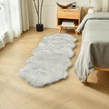 duduta White Black Faux Sheepskin Runner Rugs 2x6 ft, Fluffy Shag Bedroom Rug by duduta