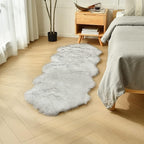 duduta White Black Faux Sheepskin Runner Rugs 2x6 ft, Fluffy Shag Bedroom Rug by duduta