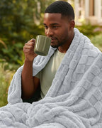 Utopia Bedding Cool Grey Checkered Fleece Twin Blanket - Image 9