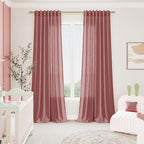 Nanspring Canyon Rose Linen Curtains 96 Inches Long 2 Panels Set - Image 7
