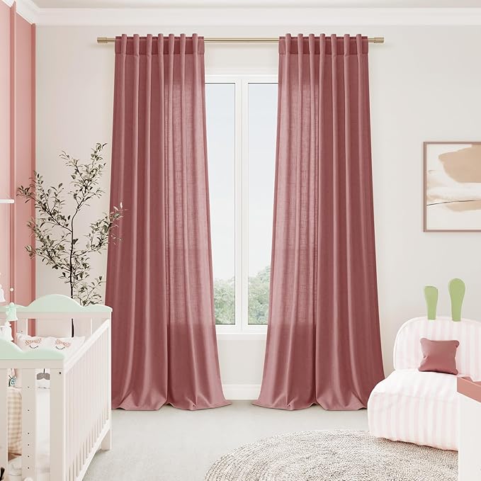 Nanspring Canyon Rose Linen Curtains 96 Inches Long 2 Panels Set - Image 7