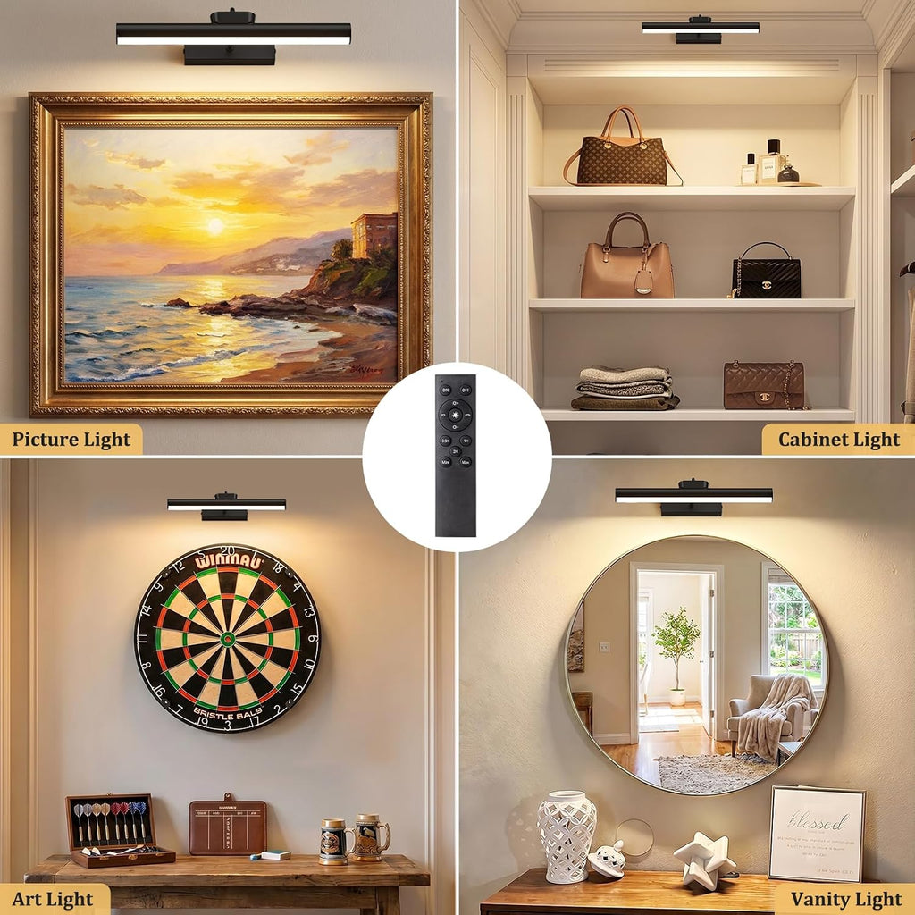 Picture Light for Wall, 4000mAh, 13.8 Inch, 2 Pack, Black