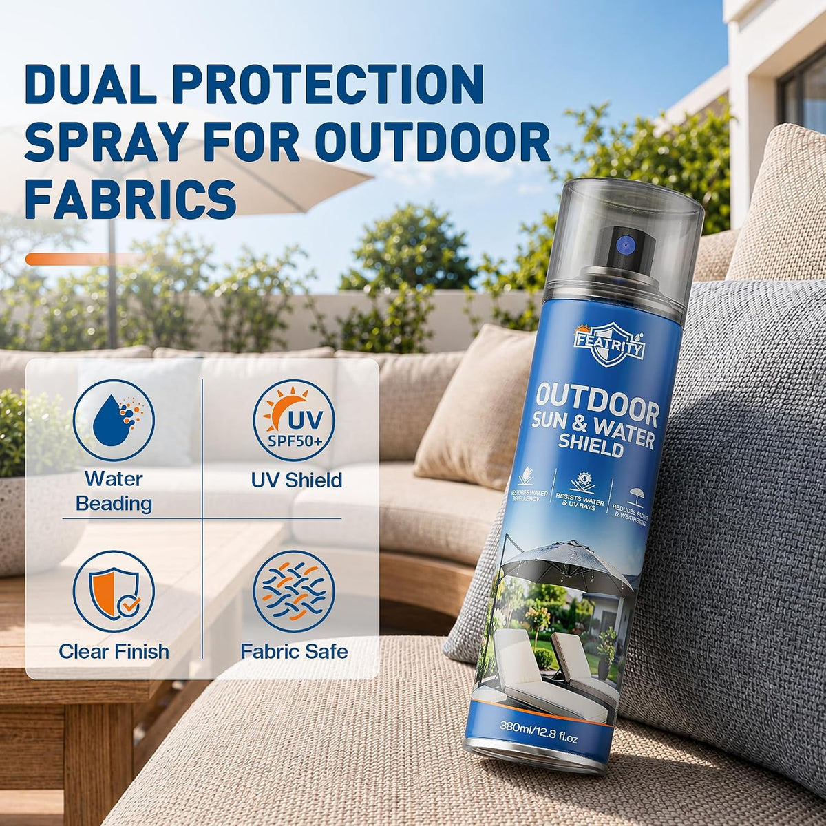 Outdoor Fabric Protector Spray: 12.8oz Waterproof & UV