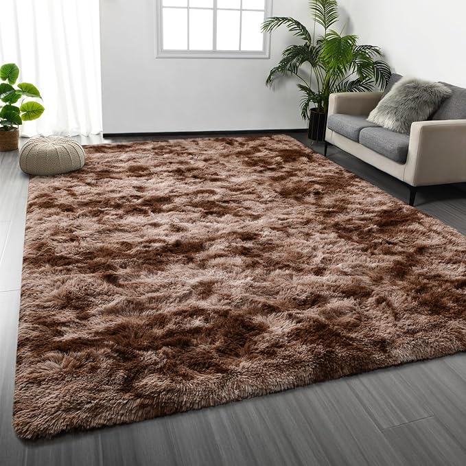 Deerhoo Large Shag Area Rugs 5 x 8, Tie-Dyed Plush Fuzzy Rugs by Deerhoo