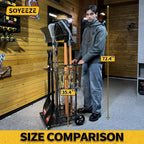 SOYEEZE Garden Tool Organizer with Large Wheels, Heavy Duty 3-Tier Yard Tower Tool Rack for Garage, Holds Up to 35 Long-Handled Tools, Garden Tool Cart with 12 Hooks for Tool Organization Storage