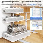 Under Sink Organizer, 3-Tier Thickened Metal Pull out Cabinet Organizer Shelf, Height Adjustable Slide out Storage Drawer Rack for Kitchen Bathroom Pantry Laundry Home Organization, 2-Pack, White