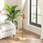 Round Side Table, Adjustable Small Drink Table Set of 2 Gold