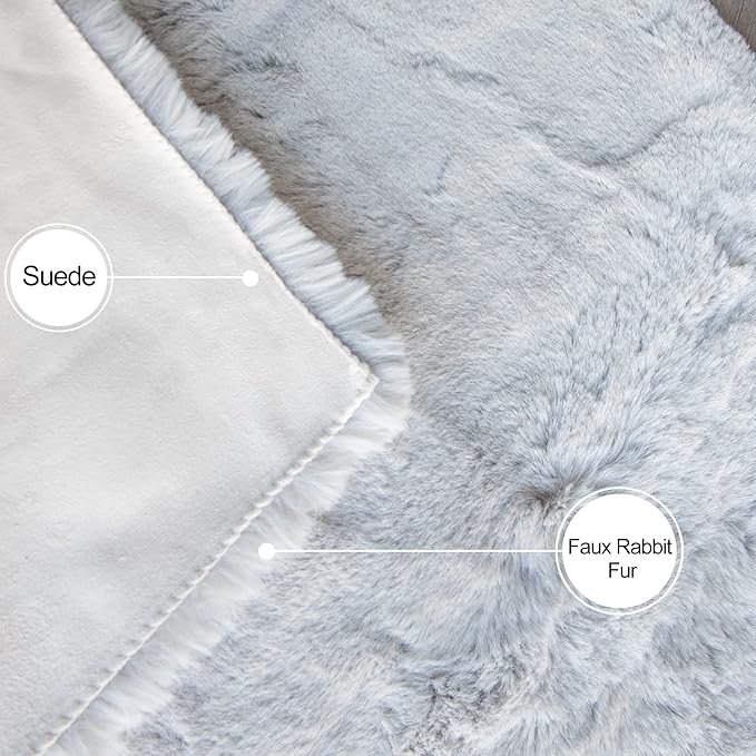 ORINOVA Light Gray Faux Fuzzy Fur Washable Rugs - Image 5