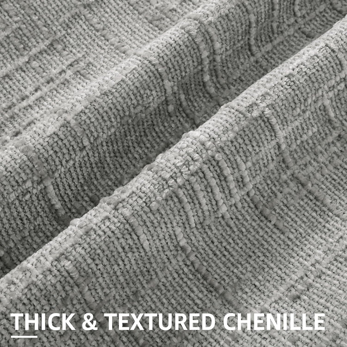 decorUhome Textured Chenille Throw Pillow Covers 18x18 Set of 2 Grey