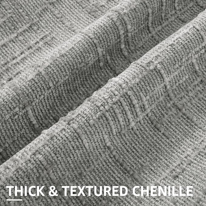 decorUhome Neutral Grey Chenille Throw Pillow Covers 20x20 Set of 2 Textured - Image 2