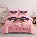 Nesker Twin Comforter Set for Girls, 5 Pieces Princess Bedding for Kids
