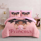 Nesker Twin Comforter Set for Girls, 5 Pieces Princess Bedding for Kids