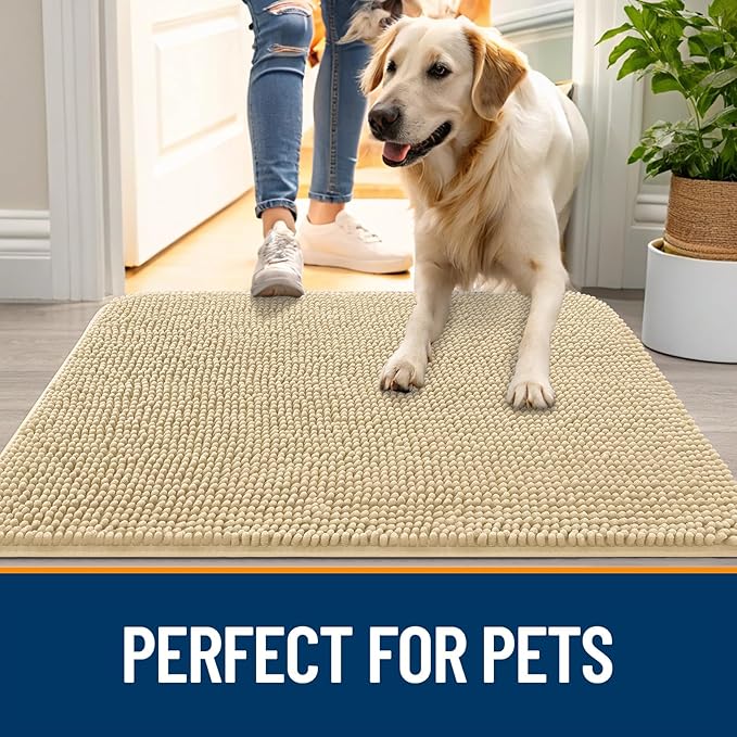 OLANLY Dog Door Mat for Muddy Paws 47x17, Absorbs Moisture and Dirt, Absorbent - Image 6