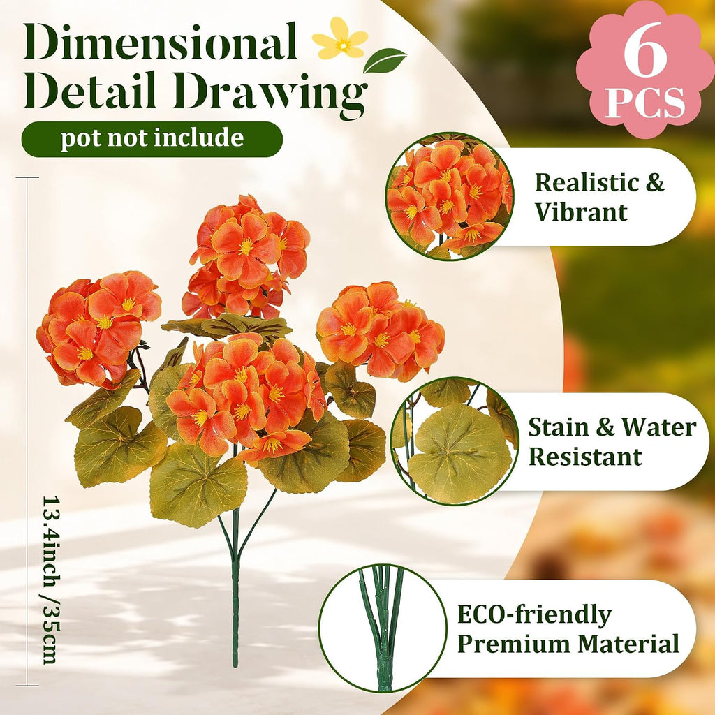 Artificial Fall Flowers Geraniums for Outdoors Front Porch Decor