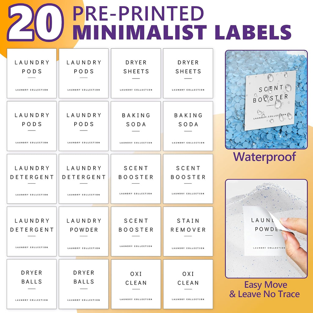 3+1 Pack Bamboo Laundry Pods Container, Clear Laundry Room Organization Containers,Large Laundry Detergent Powder Storage Containers Lids & Labels, Acrylic Laundry Pods Holder for Scent Booster