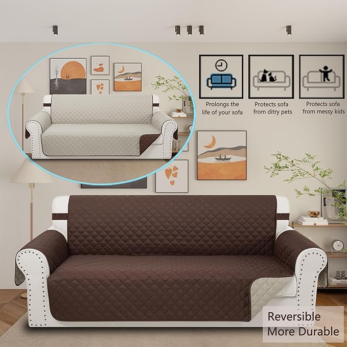 Reversible Couch Cover for 3 Cushion Couch Sofa Cover Washable for Pet Friendly - Image 2