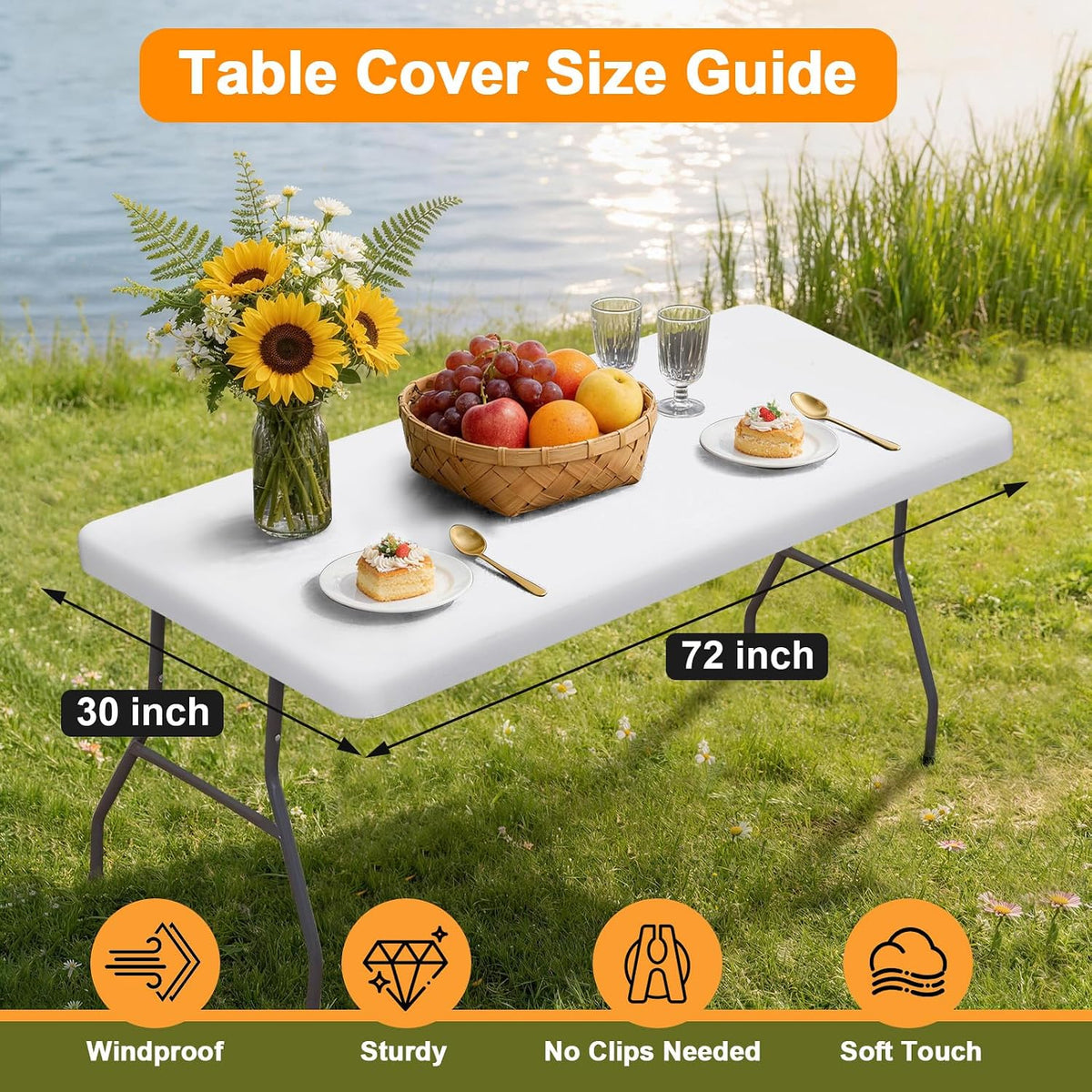 BDDC 2 Pack Table Covers for 6 Foot Tables Rectangle Fitted Withe