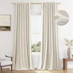 Guken 100% Blackout Linen Curtains 90 Inch Length 2 Panels Set by Guken