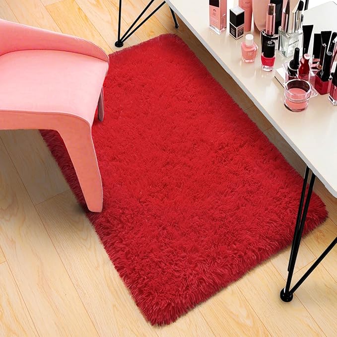Pionblank Fluffy Small Rug for Bedroom 2x3 Feet, Shag Soft Area Rug for Bedside - Image 3