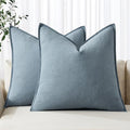 MIULEE Decorative Linen Pillow Covers 18x18 Inch Blue Grey ​Boho Farmhouse​ by MIULEE