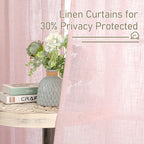 LAMIT Linen Curtains 48 Inch Length 2 Panels, Light Filtering Panels Back Tab - Image 5