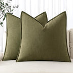 MIULEE Decorative Linen Euro Sham Pillow Covers 26x26 Inch Green ​Boho by MIULEE