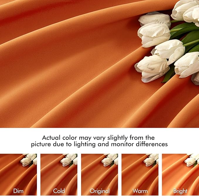 MIULEE Orange Back Tab Blackout Curtains 90 Inch Long 2 Panels Set - Image 8