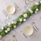 Juvale 10 Pack Silver Metallic Vinyl Placemats - 14.4" x 14.4" Round Table Mats and Chargers with Leaf Design for Elegant Table Decor and Protection - Stylish Charger Plates for Weddings and Parties