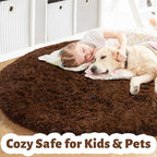 Amdrebio Dark Brown Round Circle Rugs 5Ft - Image 2