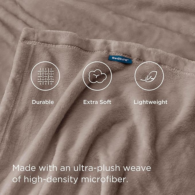 Bedsure GentleSoft Fleece Bed Blankets Queen Size Mocha Brown - Image 4