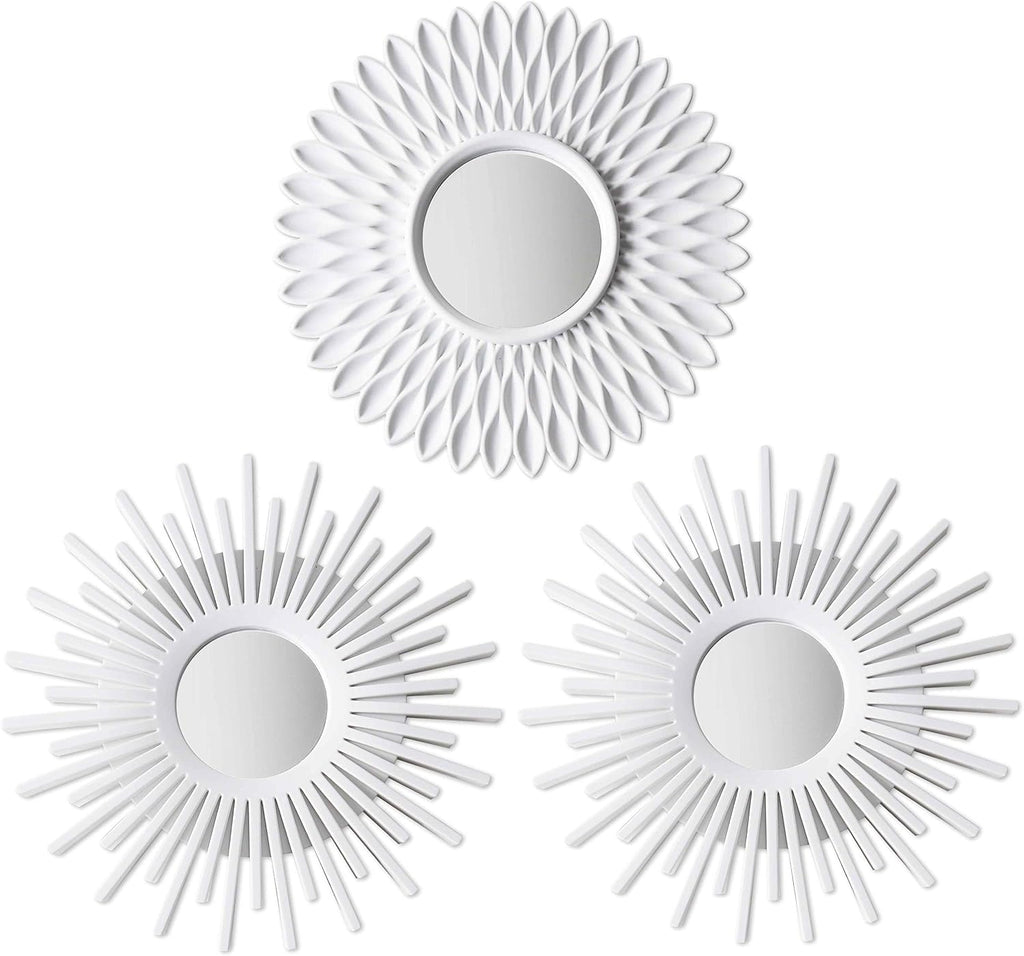 BONNYCO White Wall Mirrors Pack of 3 Pieces Home & Bedroom Decorations