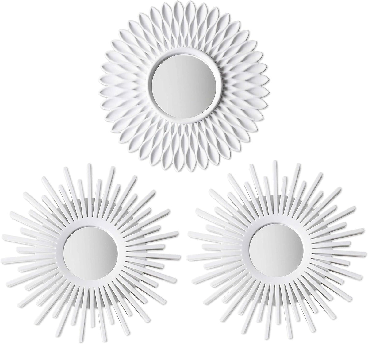 BONNYCO White Wall Mirrors Pack of 3 Pieces Home & Bedroom Decorations