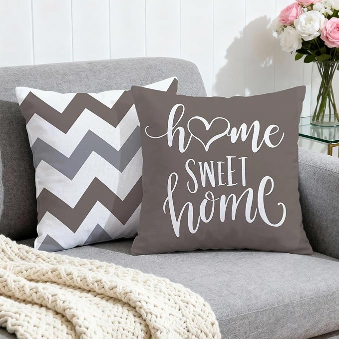 Hexagram Geometric Grey Pillow Covers 20x20 Set of 4, Decorative Outdoor Boho - Image 2