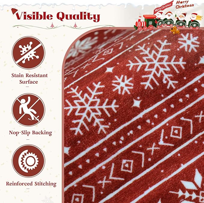 Christmas Runner Rug 2x6 Washable Rugs, Boho Christmas Tree Snowflake Rug - Image 6