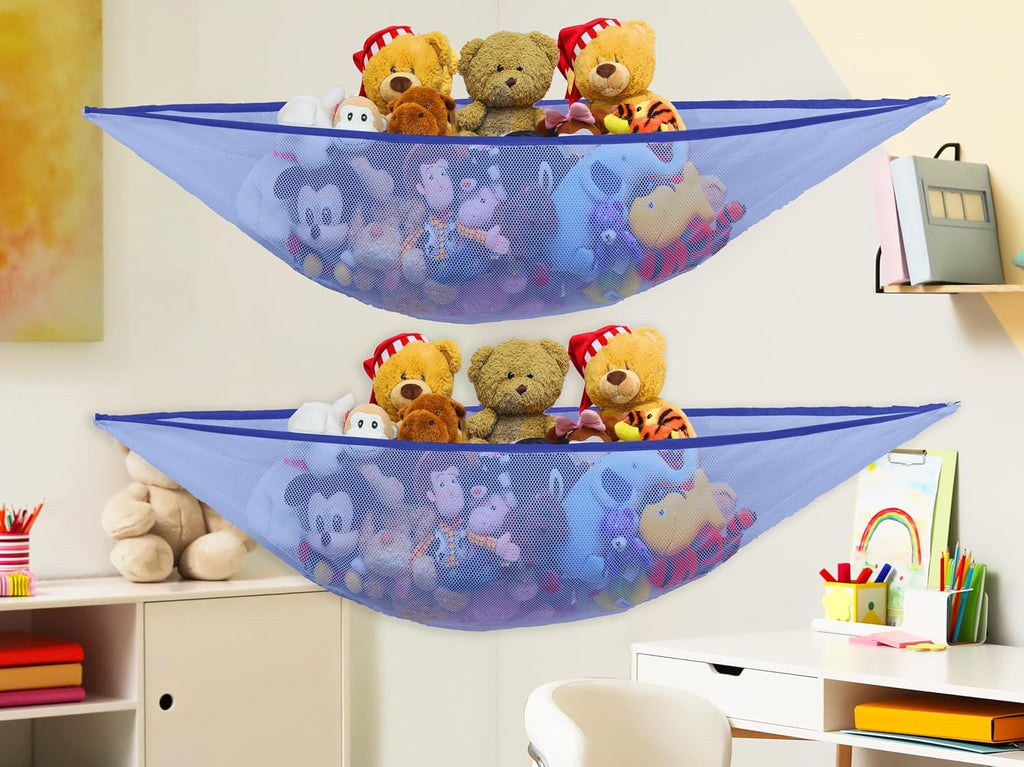 Simple Houseware 2 Pack Stuffed Animal Toy Hammock Net, Dark Blue