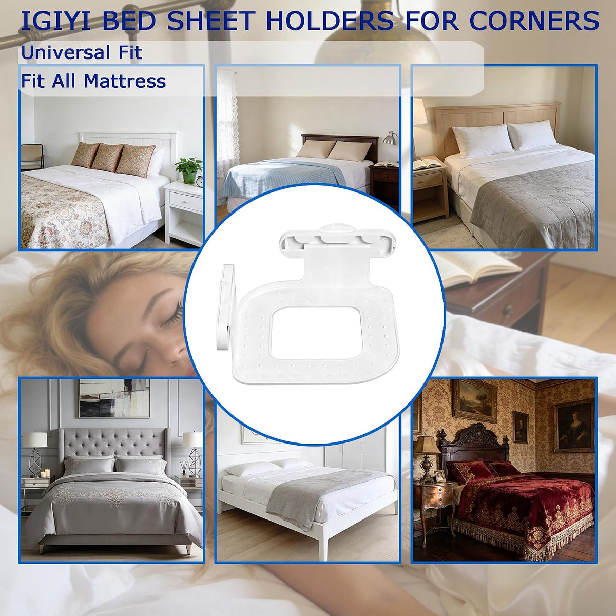 Bed Sheet Holders for Corners, 4 Pack Fitted Sheet Clips with Lock Buckle