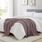 BOURINA Dark Lavender Throw Blanket 50 x70 Inches Jacquard Argyle Throw - Image 3