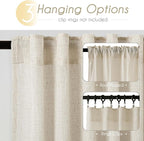 Faux Linen Beige Curtains 72 inches Long - Image 2