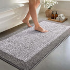70x24 Long Bathroom Rugs Washable Non Slip, Light Grey Bath Mat by Unknown