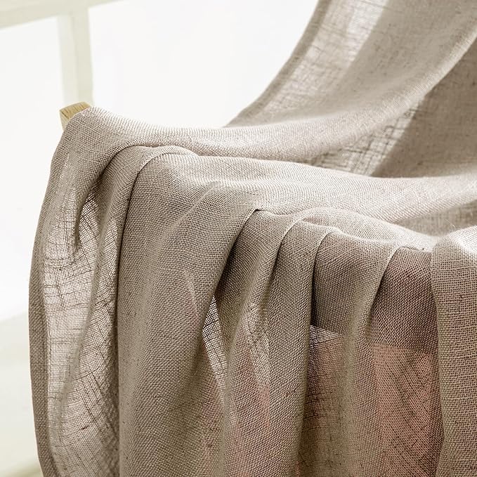 MIULEE Taupe Grey Linen Curtains 63 Inch Length 2 Panels - Image 6