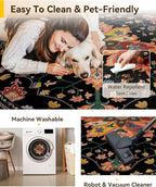 Area Rugs 4ft Washable Non-Slip, Floral Vintage Distress Print Pattern - Image 5