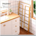 4NM No Assembly Extra Wide 4 Tier Folding Bookshelf Storage Shelves Vintage Bookcase Standing Racks for Bedroom Living Room Home Office