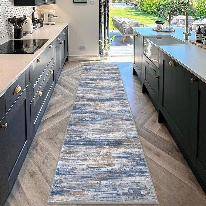 KOZYFLY Modern Abstract Hallway Runner, 2x10 Washable Rug Runner Non-Slip Soft - Image 3