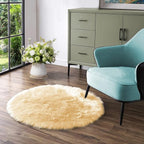 Latepis Yellow Round Rug for Living Room Faux Sheepskin Round Rugs 6ft Circle - Image 7