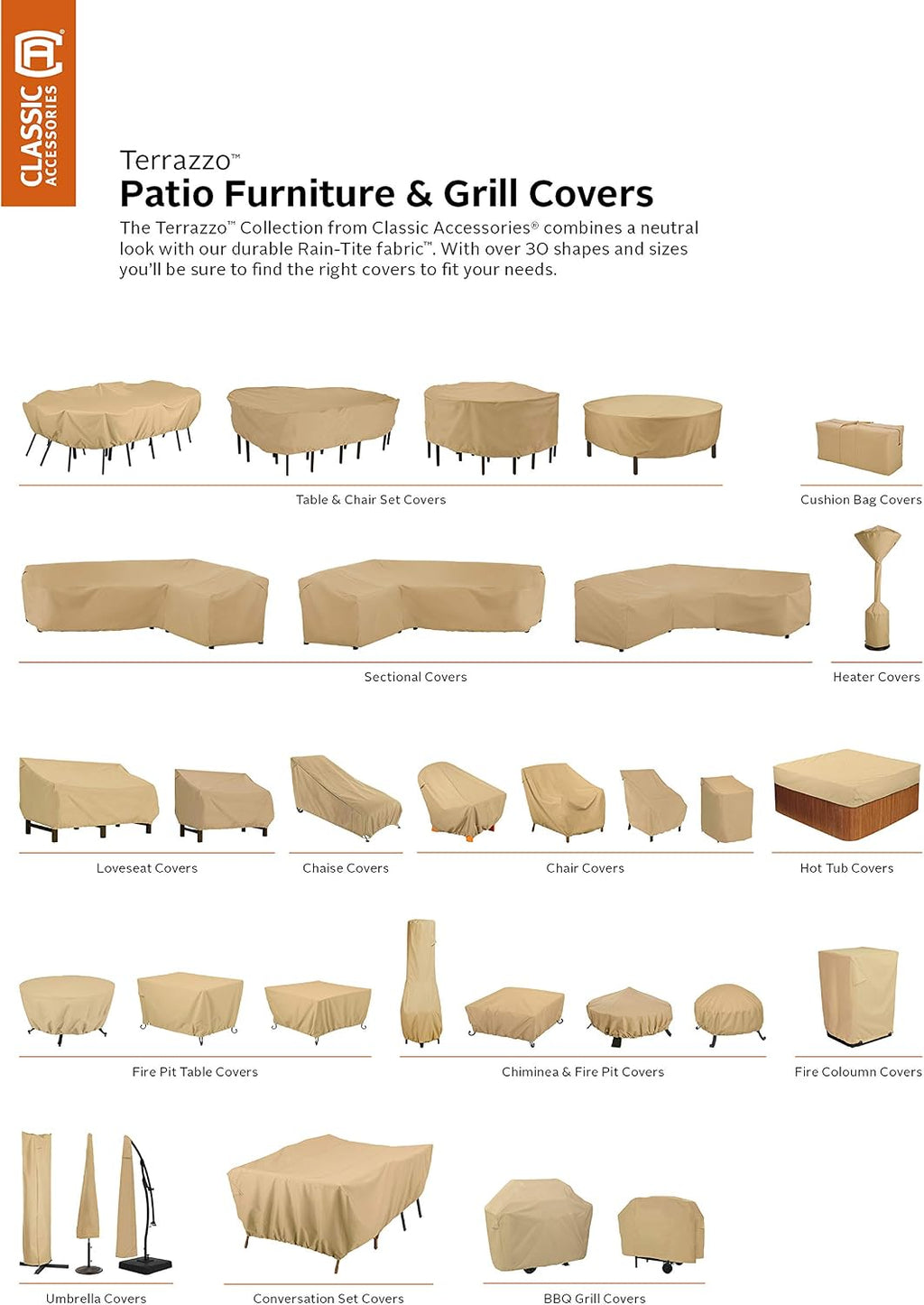 Classic Accessories Terrazzo Water-Resistant 66 Inch Patio Chaise Lounge Chair Cover, Patio Furniture Covers