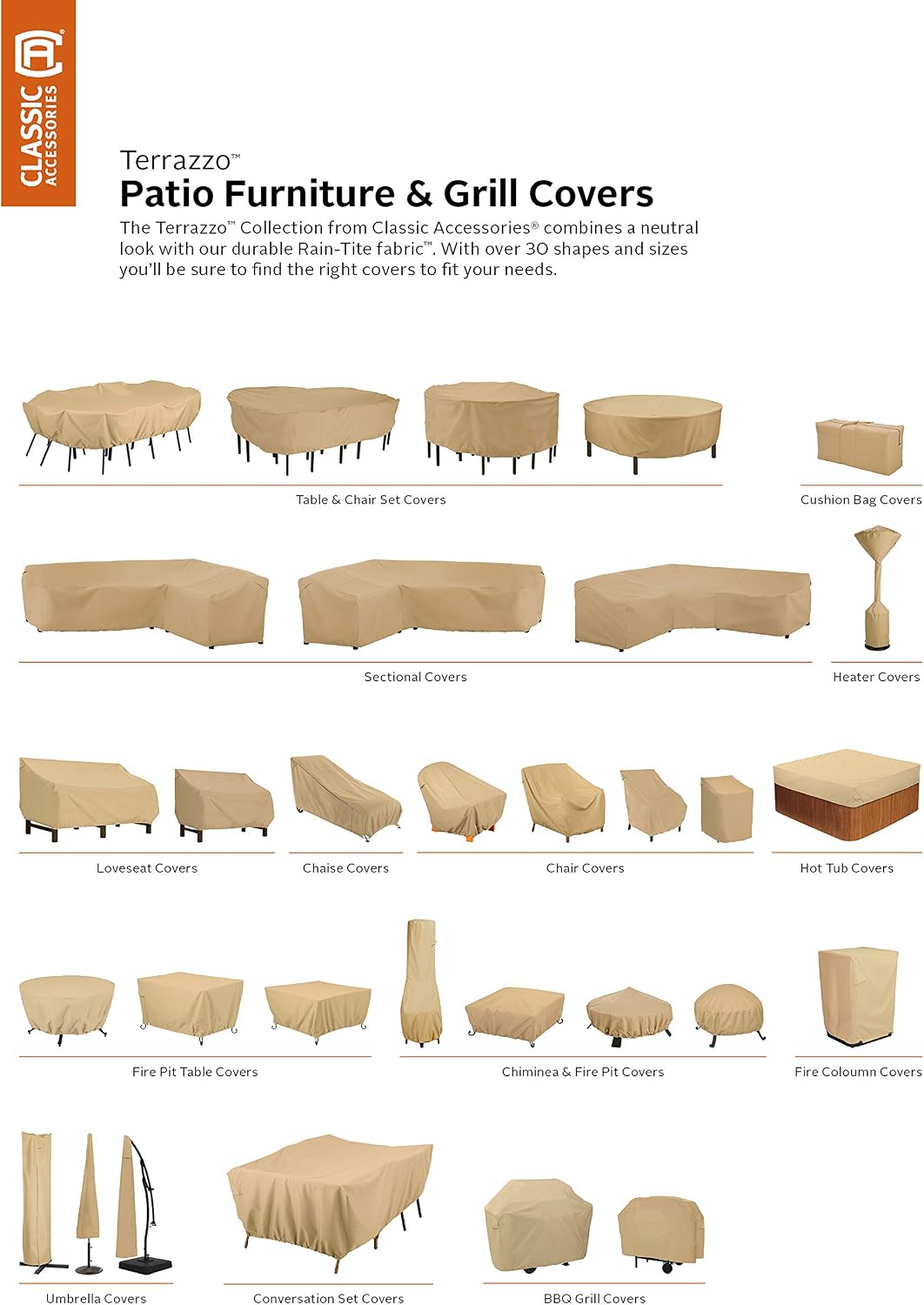 Classic Accessories Terrazzo Water-Resistant 66 Inch Patio Chaise Lounge Chair Cover, Patio Furniture Covers