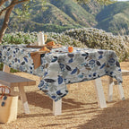 DYTXIII Outdoor Rectangle Tablecloth with Umbrella Hole and Zipper 84" x 60", Water Repellent Floral Picnic Cover, Fade & Wrinkle Resistant Tablecloth for Patio/Garden/Party Table, Leaves Beige