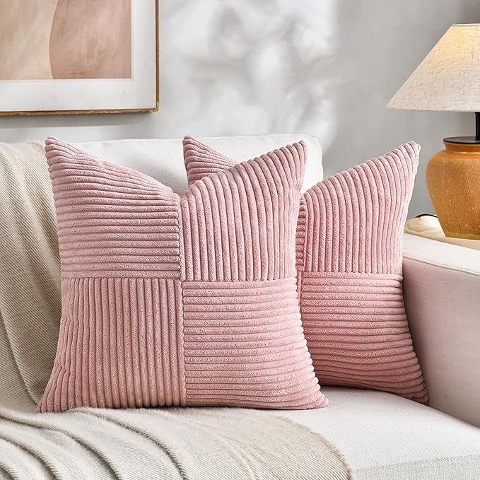 Fancy Homi 2 Packs Blush Pink Samll Decorative Throw Pillow Covers 12x12 Inch by Fancy+Homi